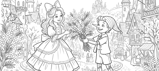 Раскраска «С 8 марта: Девочка с голубыми волосами»