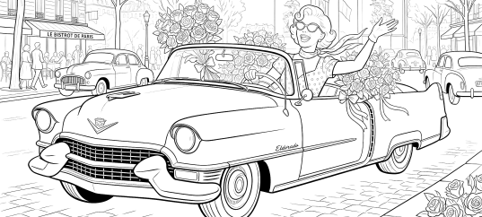 Раскраска «С 8 марта: Красный автомобиль»