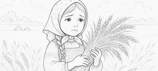 Раскраска: Крошечка-Хаврошечка из русской народной сказки