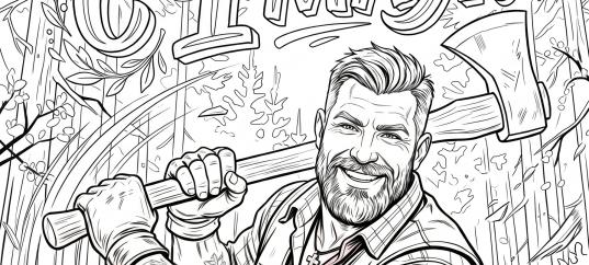 Раскраска «С 1 мая: Жизнерадостный лесоруб»