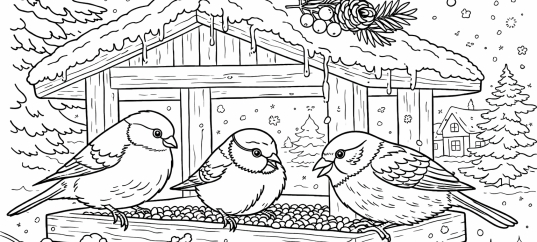 Раскраска «Птички на кормушке»