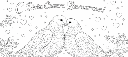 Раскраска «С Днем Святого Валентина: Голуби»