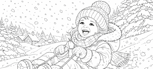 Раскраска «Зимние забавы: Санки»