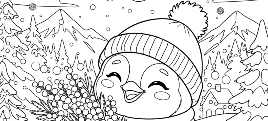 Раскраска «С 8 марта: Пингвинёнок с букетом»