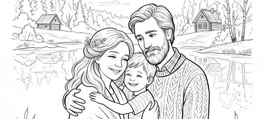 Раскраска «День защиты детей: Тепло родных объятий»