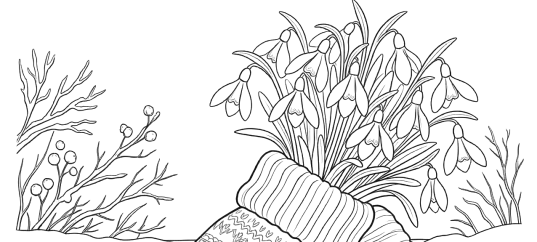 Раскраска «С 8 марта: Первоцветы»