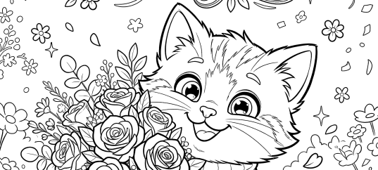 Раскраска «С 8 марта: Весёлый котёнок»