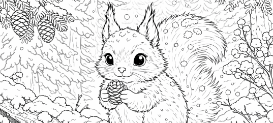 Раскраска «Зима: Белочка»