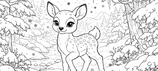 Раскраска «Зима: Оленёнок»