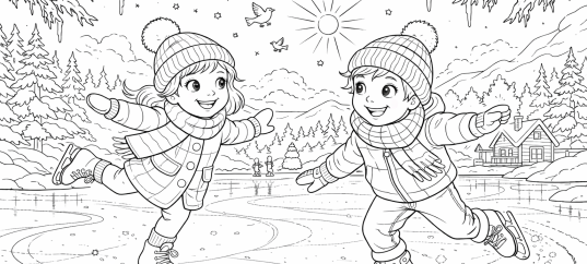 Раскраска «Зимние забавы: Коньки»