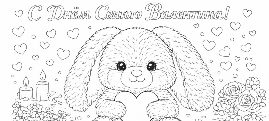 Раскраска «С Днем Святого Валентина: Зайчик»