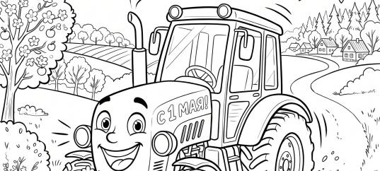 Раскраска «С 1 мая: Красный трактор»