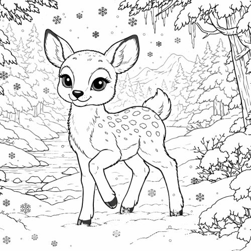 Раскраска «Зима: Оленёнок»