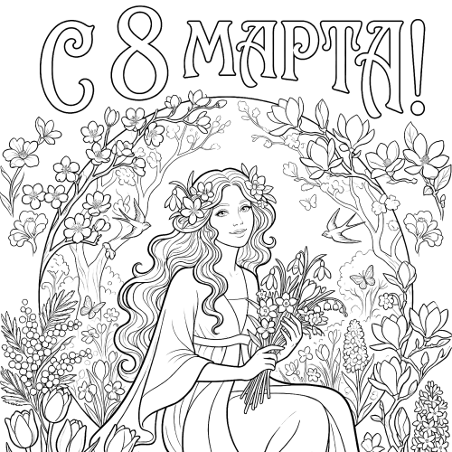 Раскраска «С 8 марта: Волшебница»