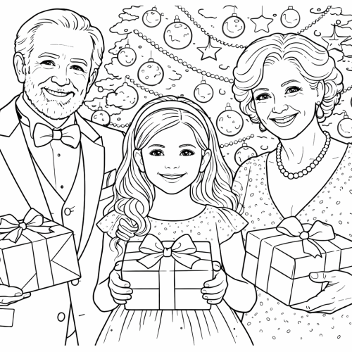 Раскраска «Новый год: Семья»