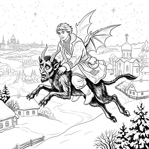 Раскраска по повести Гоголя «Ночь перед Рождеством»