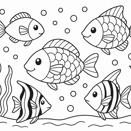 Раскраска: Рыбки