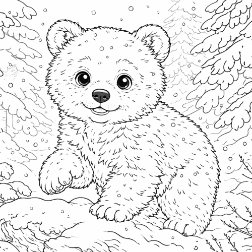 Раскраска «Зима: Медвежонок»