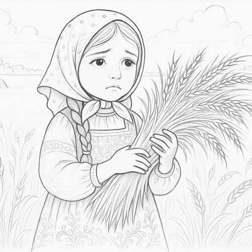 Раскраска: Крошечка-Хаврошечка из русской народной сказки