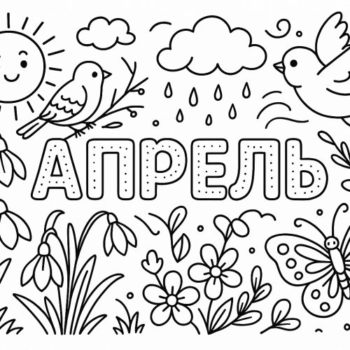 Весенняя раскраска: Апрель