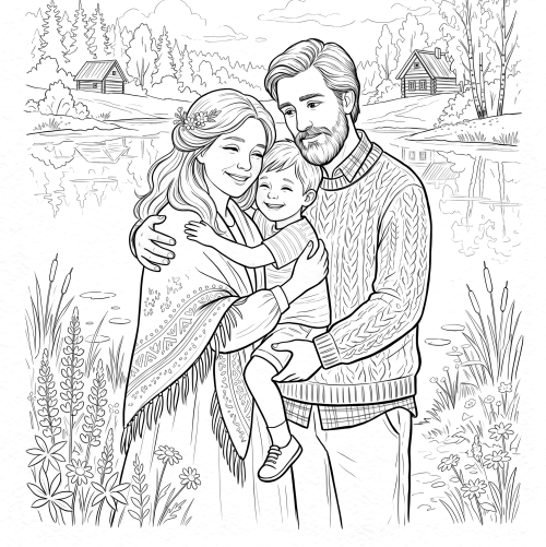 Раскраска «День защиты детей: Тепло родных объятий»