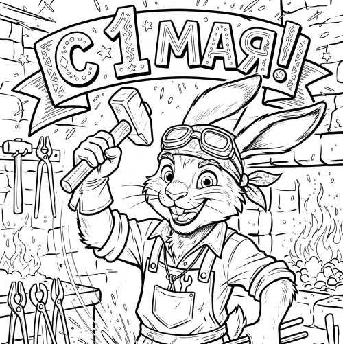 Раскраска «С 1 мая: С праздником труда»