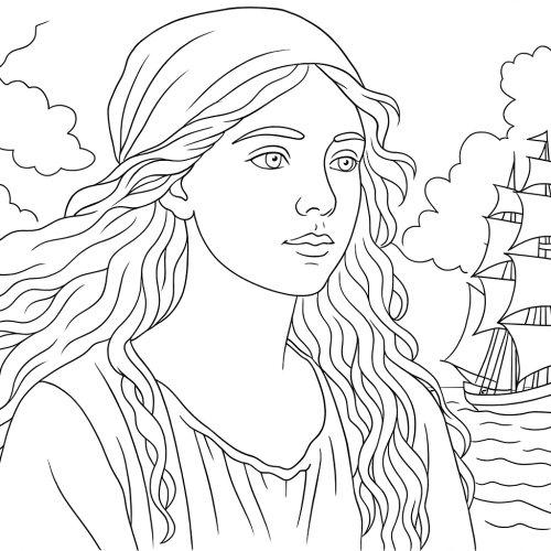 Раскраска: Ассоль из феерии Александра Грина «Алые паруса»