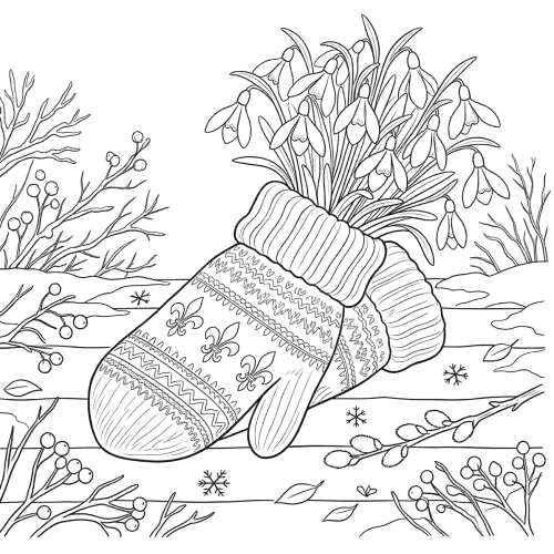 Раскраска «С 8 марта: Первоцветы»