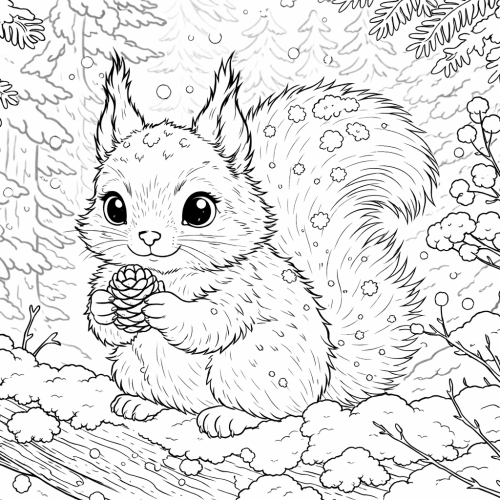 Раскраска «Зима: Белочка»