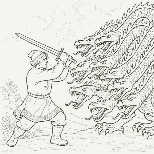 Раскраска по русской народной сказке «Иван — крестьянский сын и чудо-юдо»