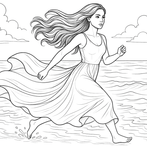 Раскраска-иллюстрация по роману Александра Грина «Бегущая по волнам»