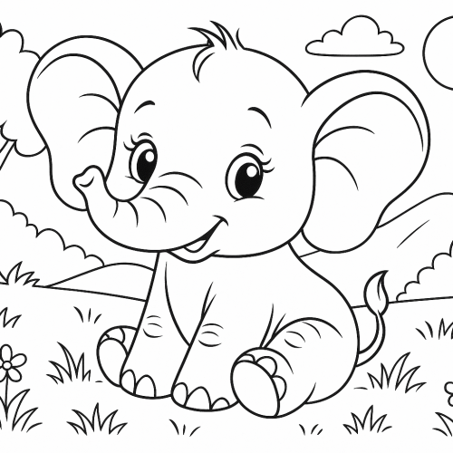 Раскраска: Слонёнок
