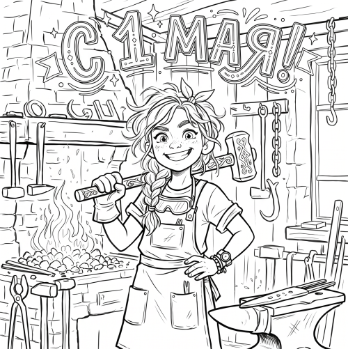 Раскраска «С первым мая!»