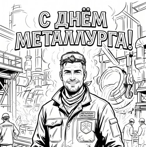 Раскраска-открытка: С Днём металлурга