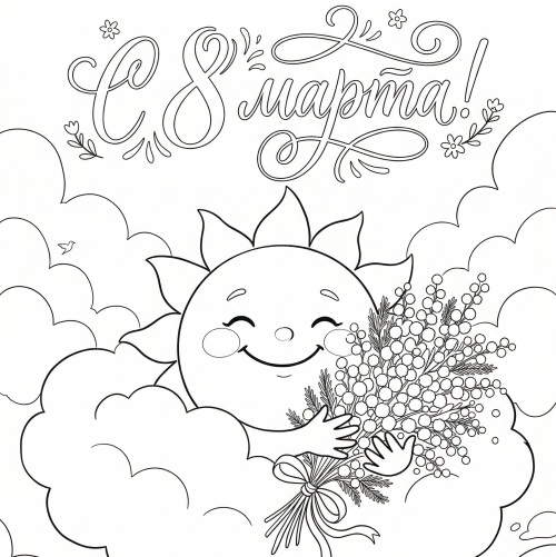 Раскраска «С 8 марта: Солнышку от Солнышка»