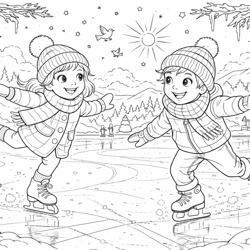 Раскраска «Зимние забавы: Коньки»