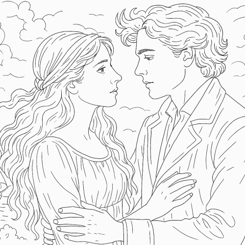 Раскраска: Ассоль и Артур Грей из феерии Александра Грина «Алые паруса»