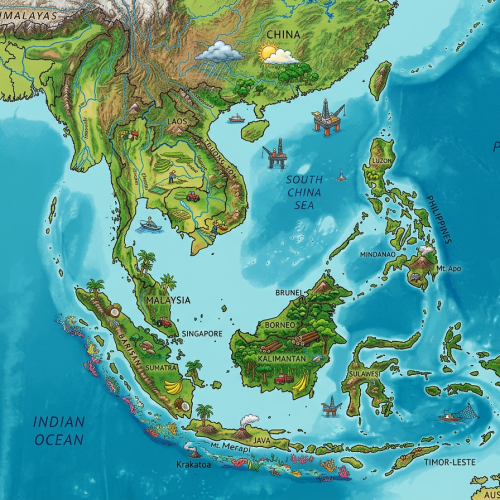 Тест по географии: Юго-Восточная Азия. Географическое положение, природные условия и ресурсы (11 класс)